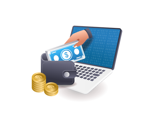 Earn money from computer work  イラスト