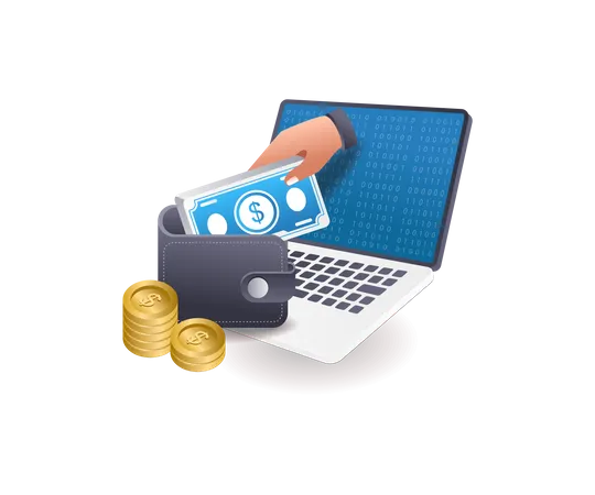 Earn money from computer work  イラスト