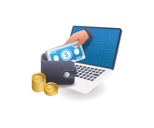 Earn money from computer work  Illustration