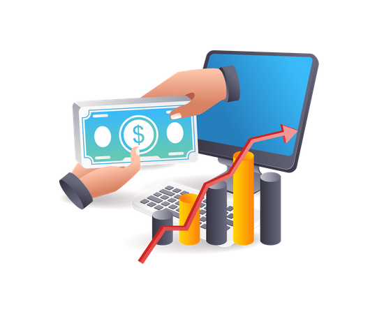Earn money from computers with online businesses  Illustration