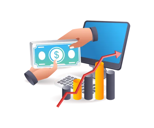 Earn money from computers with online businesses  Illustration