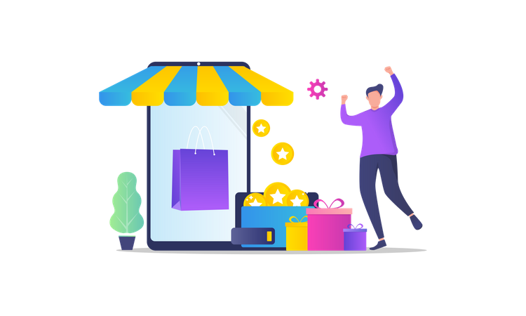 Earn points in loyalty program  Illustration