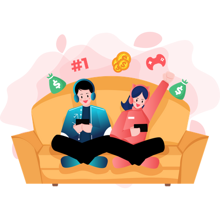 Earning Money through Video Games  イラスト