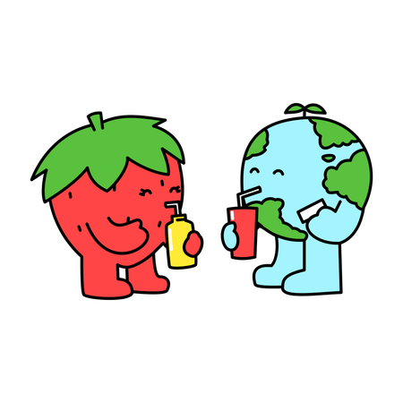 Earth and Apple Celebrating Friendship  Illustration