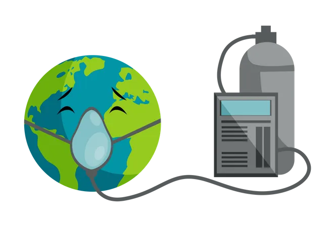 Earth Breathe Oxygen From cylinder Illustration