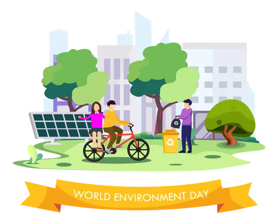 World Environment Day With People Caring For The Earth Save Planet Flat Vector Illustration 일러스트레이션