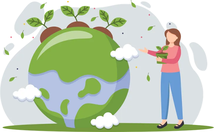 Earth Day Flat Design  Illustration