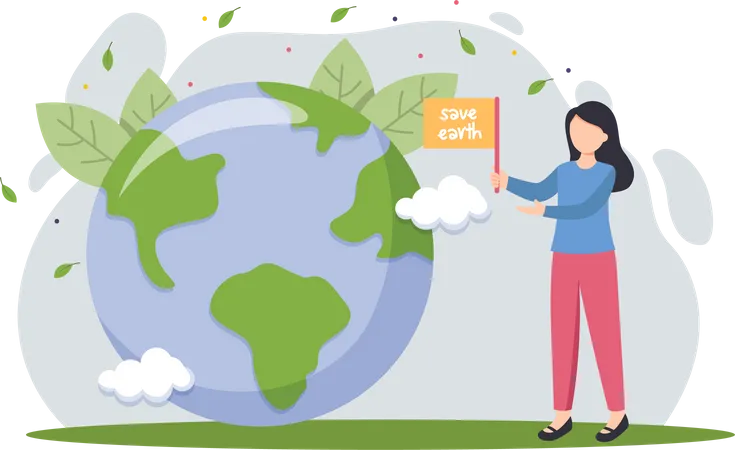 Earth Day Flat Design  Illustration