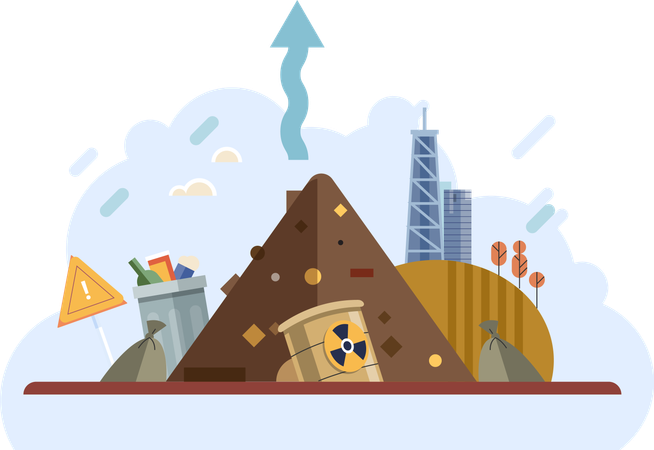 Earth facing contamination and poisoning from various sources  Illustration