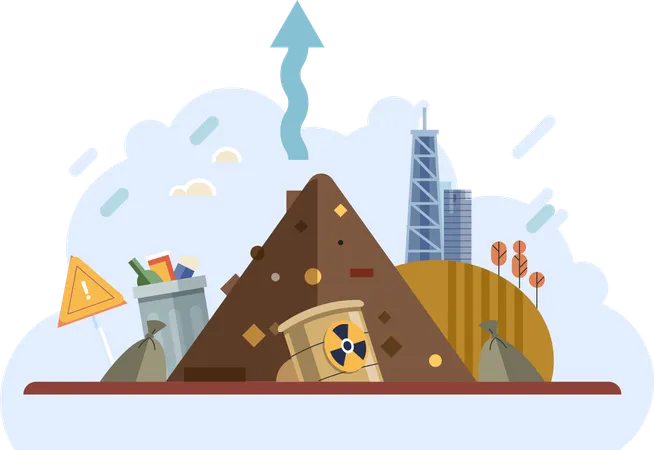 Earth facing contamination and poisoning from various sources  Illustration