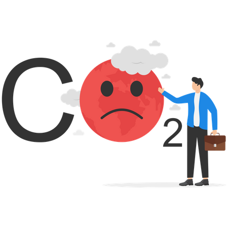 Earth globe suffering under Global Warming - CO2  イラスト