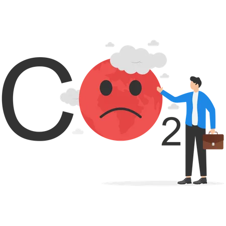 Earth globe suffering under Global Warming - CO2  イラスト