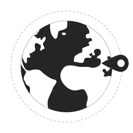 International Destination Flat Line Concept Vector Spot Illustration Earth Globe With Location Pin 2 D Cartoon Flat Line Monochromatic Objects For Web UI Design Editable Isolated Outline Hero Image Illustration