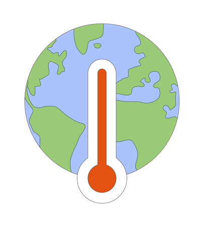 Earth globe with thermometer  Illustration