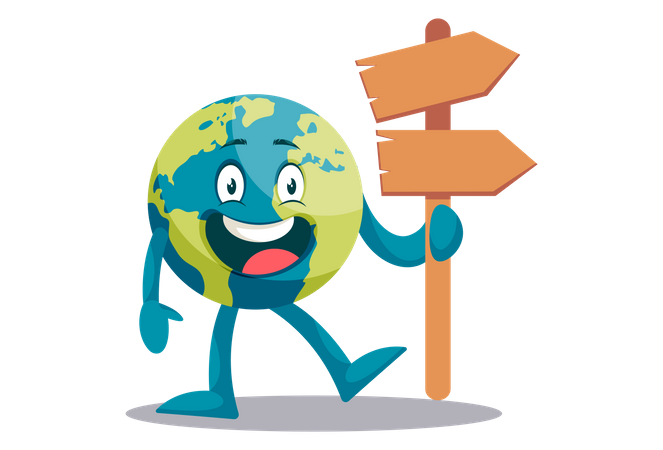 Earth holding wooden board in hand  Illustration