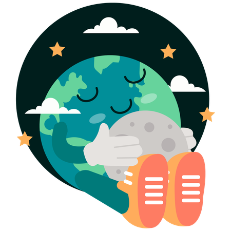 Earth Hugging the Moon  Illustration