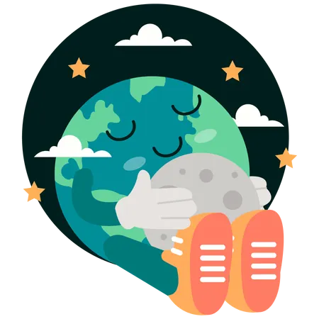 Earth Hugging the Moon  Illustration