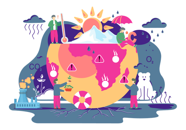 Earth polluted by human activity  Illustration