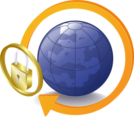 Earth security padlock arrow rotation  Illustration