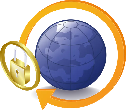 Earth security padlock arrow rotation  Illustration