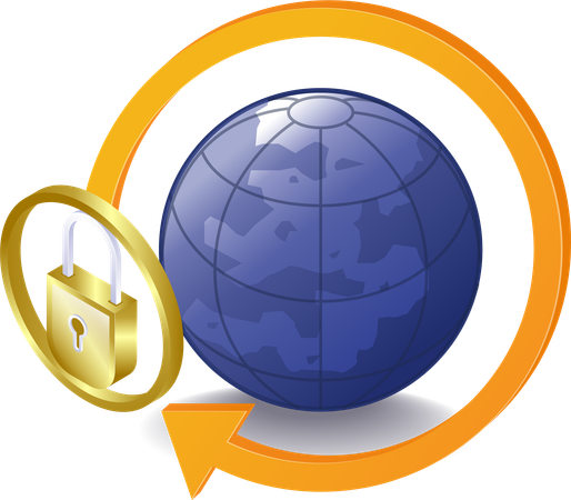 Earth security padlock arrow rotation  Illustration