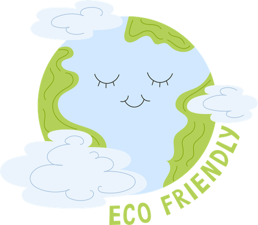 Earth Surrounded by Clouds with Eco Friendly Message  Illustration