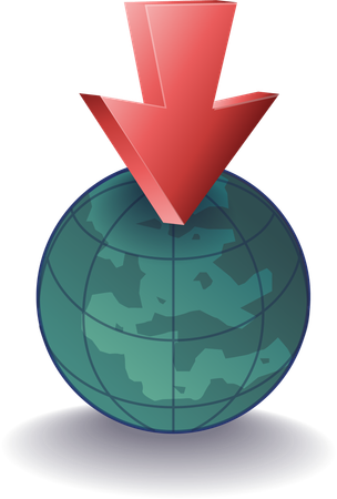 Earth symbol with arrow  Illustration