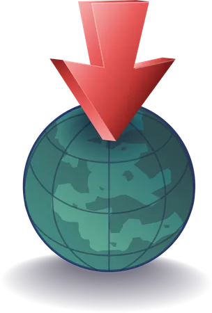 Earth symbol with arrow  Illustration