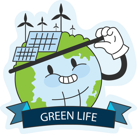 Earth uses green energy  Illustration