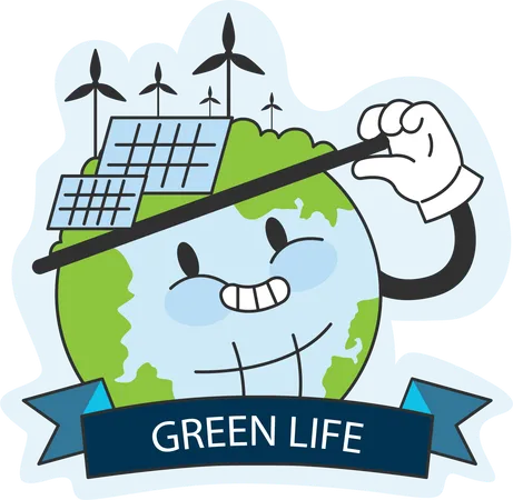 Earth uses green energy  Illustration
