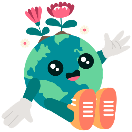 Earth with Flowers  Illustration