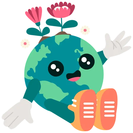 Earth with Flowers  Illustration