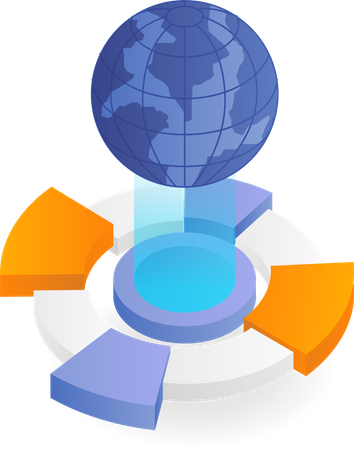 Earth with pie chart infographic  Illustration