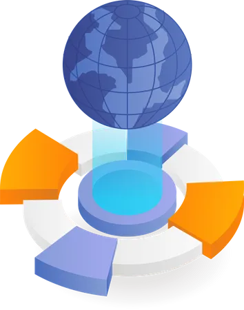 Earth with pie chart infographic  Illustration