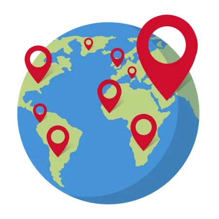 Earth With Red Pins Illustration
