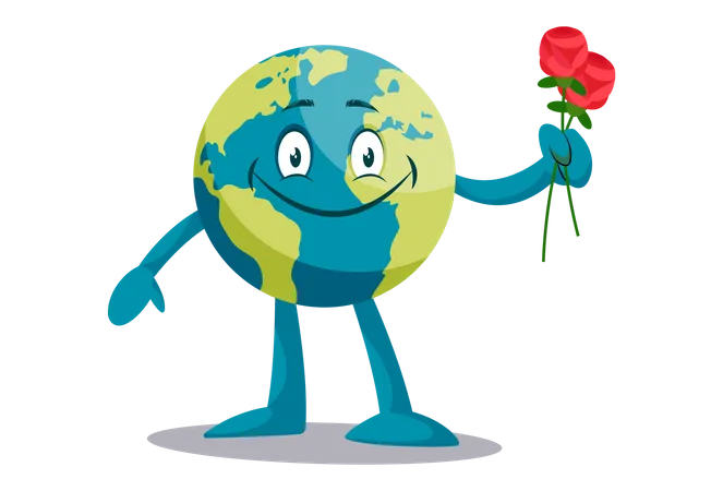 Earth with red rose Illustration