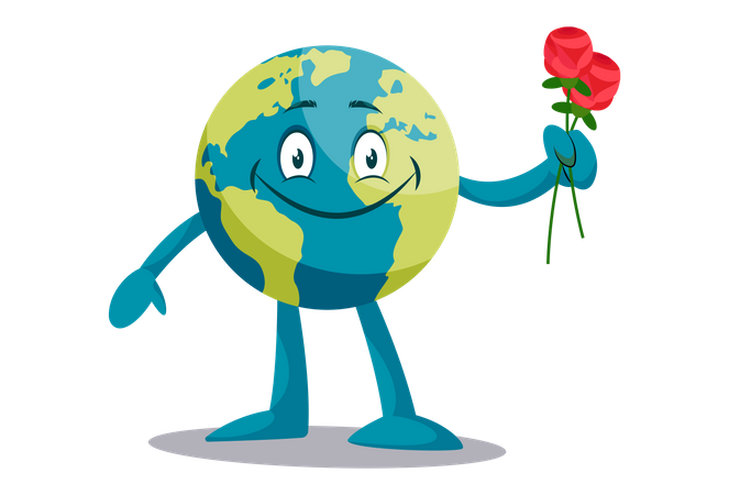 Earth with red rose  Illustration