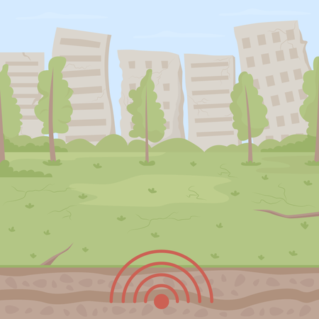 Earthquake activity in urban park Illustration