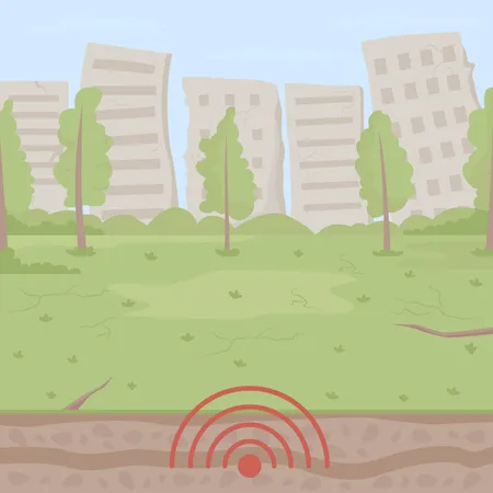 Earthquake activity in urban park  Illustration