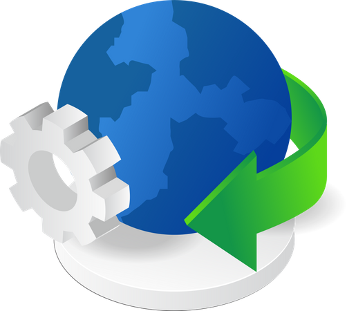 Earth's rotation with gear  Illustration