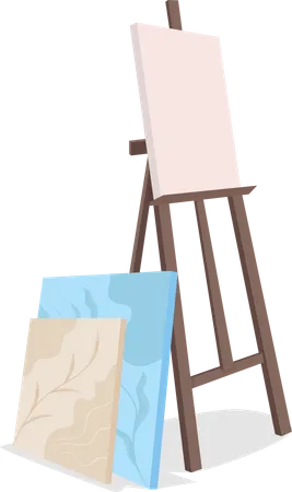 Easel With Canvas Semi Flat Color Vector Object Full Sized Item On White Working Outdoor Holding Painting For Exhibition Isolated Modern Cartoon Style Illustration For Graphic Design And Animation Illustration