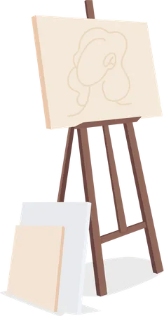 Easel with canvas painting Illustration