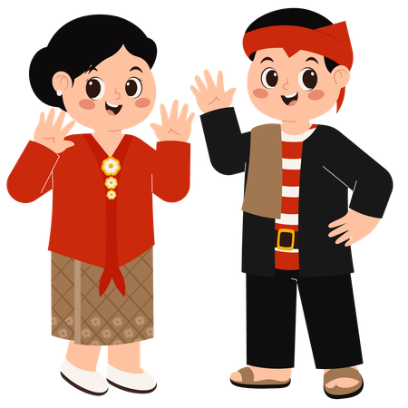 East Javanese Traditional Clothing  Illustration