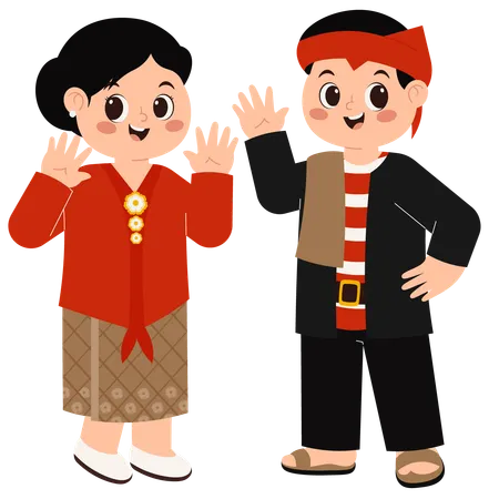 East Javanese Traditional Clothing  Illustration