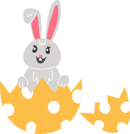 Easter Bunny hatches from Easter egg  Illustration