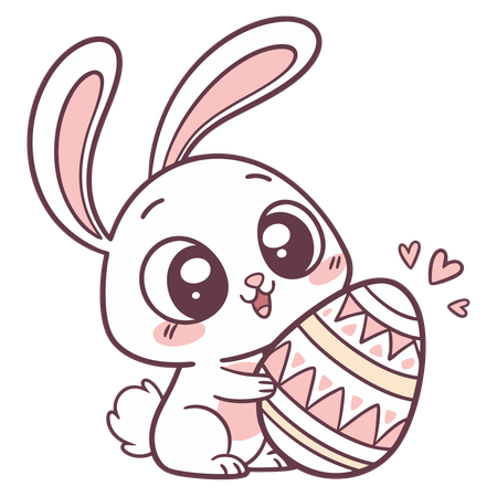 Easter Bunny holding egg  Illustration
