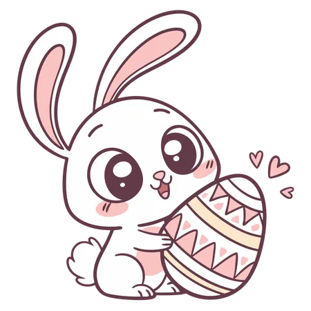 Easter Bunny holding egg  Illustration