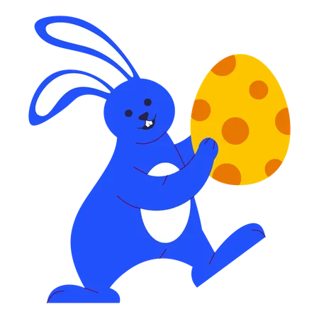 Easter bunny hugging an egg Illustration
