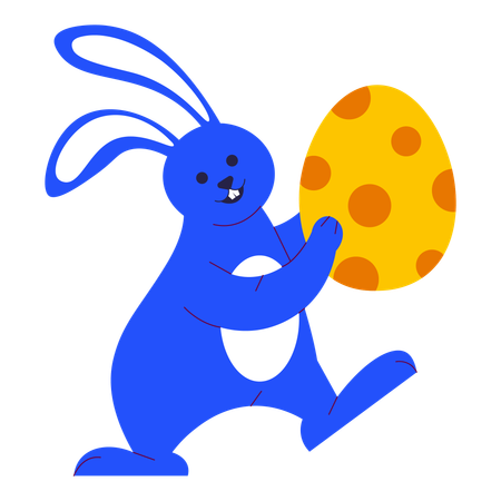 Easter bunny hugging an egg  Illustration