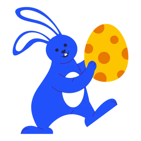 Easter bunny hugging an egg  Illustration